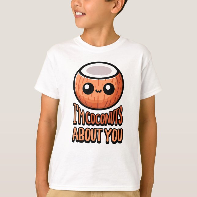 Jag är kosnöt om dig! Cute Coconut Pun T Shirt (Framsida)