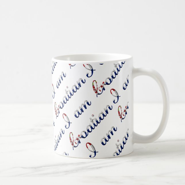 Jag är kroatisk Land Pride Typografi Mönster Kaffemugg (Höger)