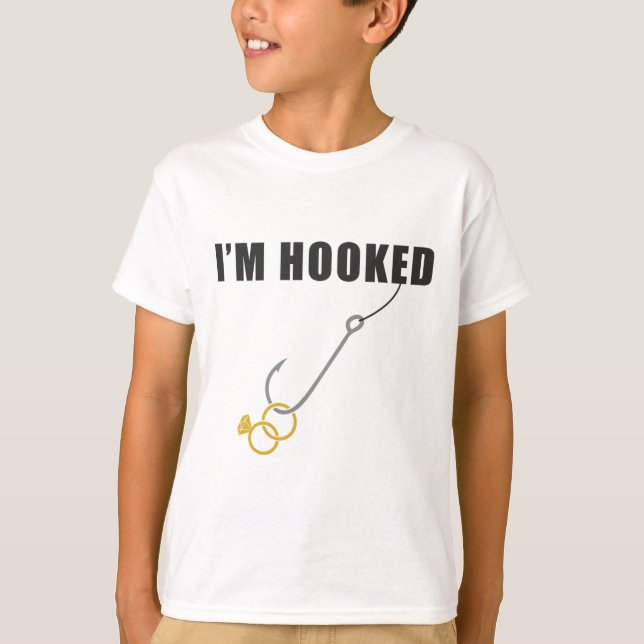 Jag är krokat Förlovningsring Bröllopsförslag Fisk T Shirt (Framsida)