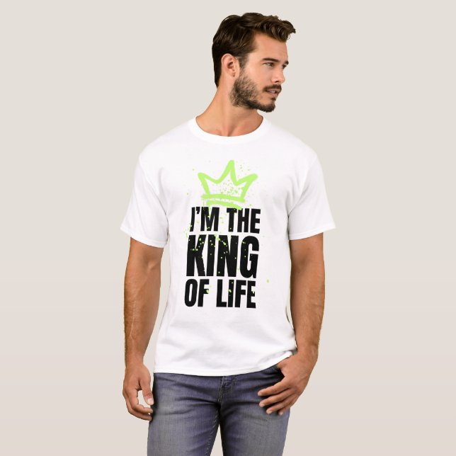 Jag är Kung i Life | Neon Graffiti Krona T Shirt (Hel framsida)