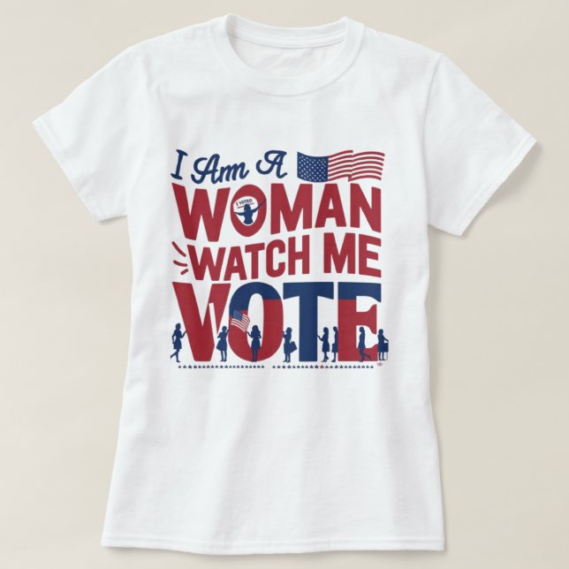 Jag är kvinna och ser mig rösta t shirt (Design framsida)