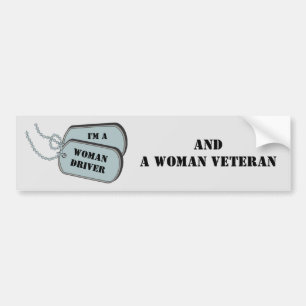 Jag är kvinnlig chaufför och Woman Veteran Grått Bildekal