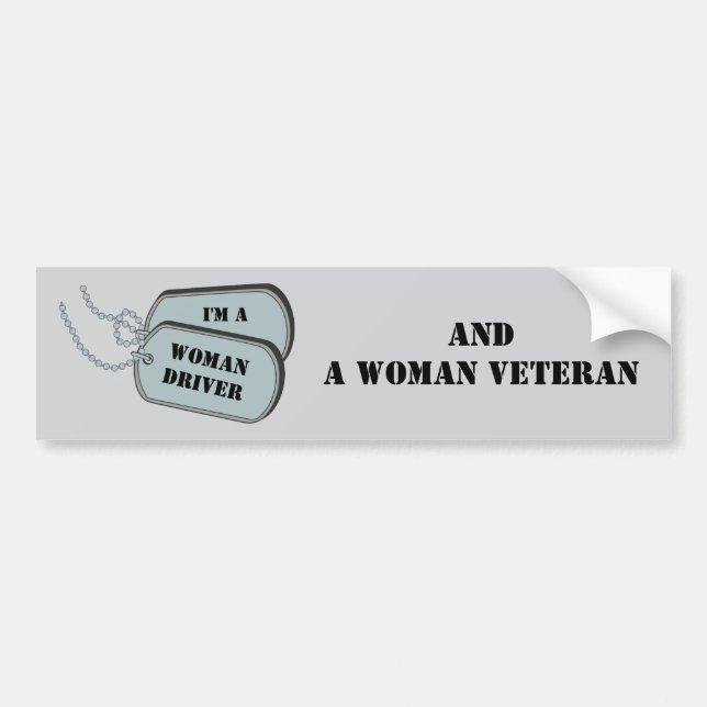Jag är kvinnlig chaufför och Woman Veteran Grått Bildekal (Framsidan)