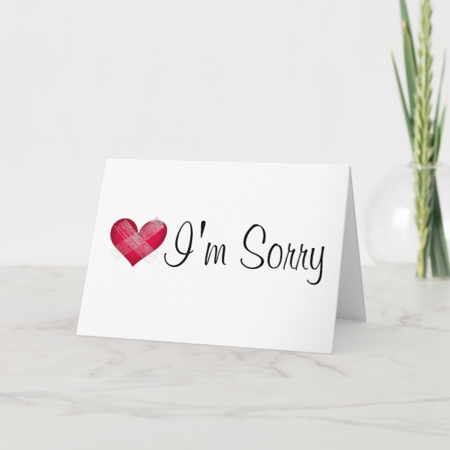 Jag är ledsen att Anpassadet Bandage Heart Card Kort (Framsida)