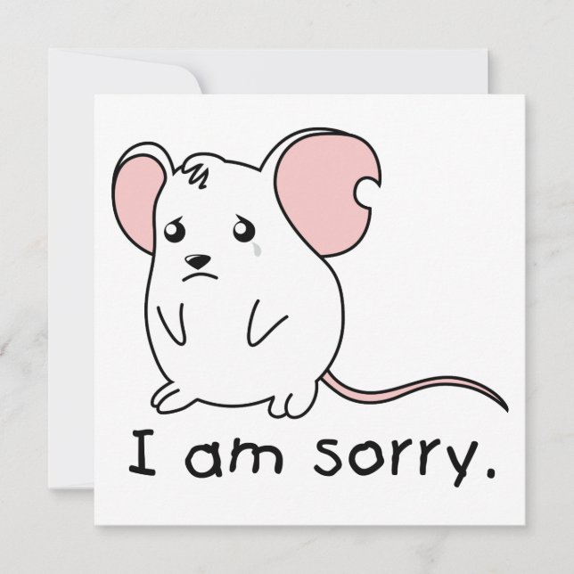 Jag är ledsen att jag Gråter Vita Mouse Card Frimä Kort (Framsida)