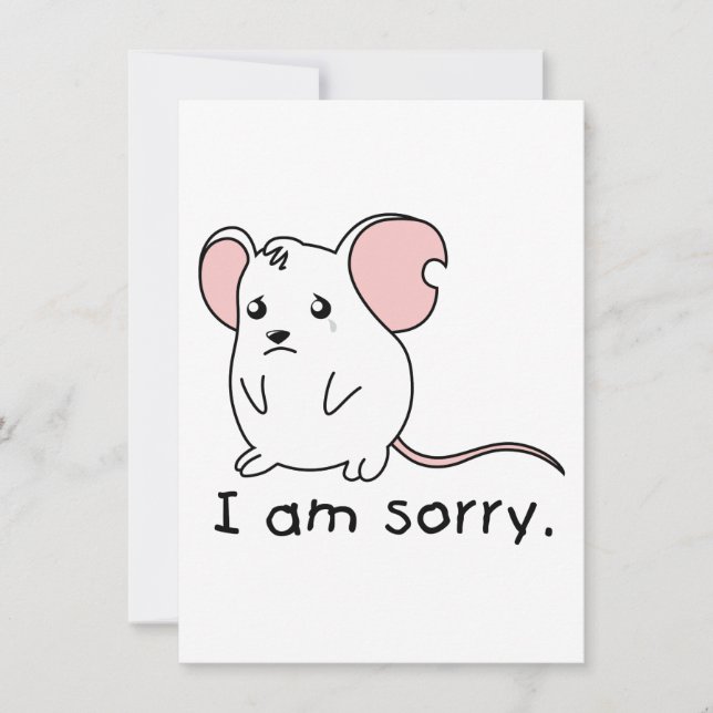 Jag är ledsen att jag Gråter Vita Mouse Card Frimä Kort (Framsida)