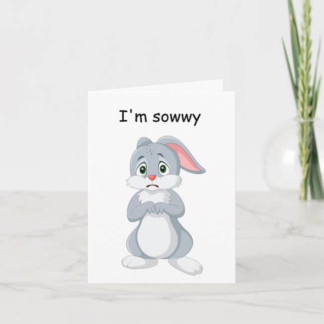 Jag är ledsen Bunny Card Tack Kort (Framsida)