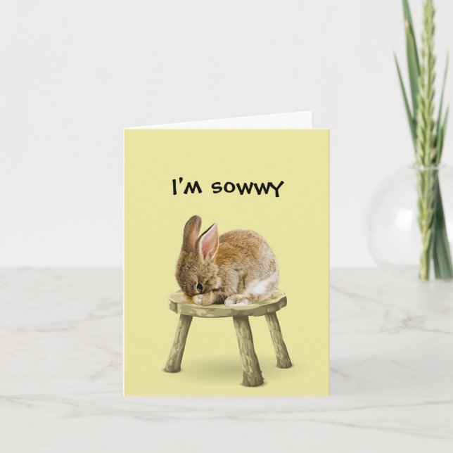 Jag är ledsen Bunny Rabbit Card Tack Kort (Framsida)