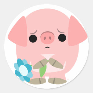 "Jag är ledsen" Cute Tecknad Piglet Sticker Runt Klistermärke