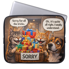Jag är ledsen, katt och hund söta fantasifulla urs laptop fodral