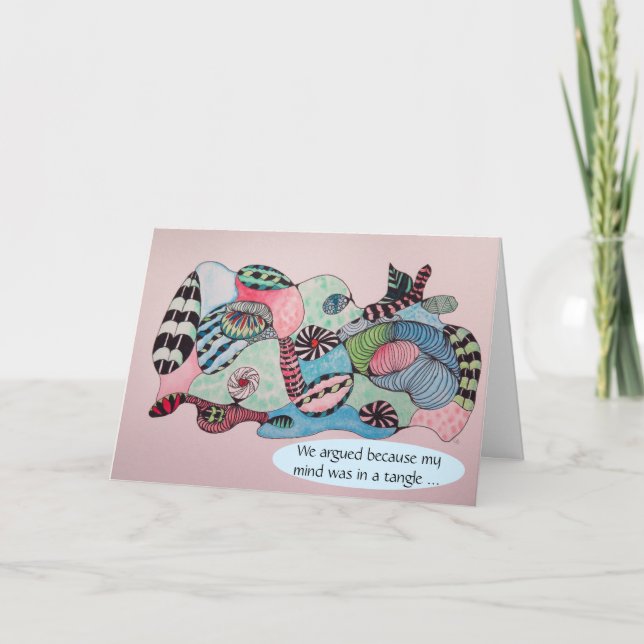 Jag är ledsen, Mind i en tangel i Rosa Blue Apolog Kort (Framsida)