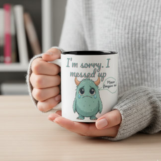 Jag är ledsen - Teary-Eyed Cute Monster Apology-gå Två-Tonad Mugg