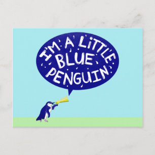 Jag är lite blå penguin vykort