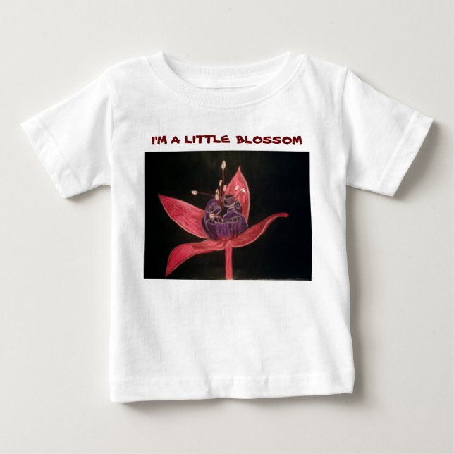 JAG ÄR LITE, BLOMMAR baby T T Shirt (Framsida)