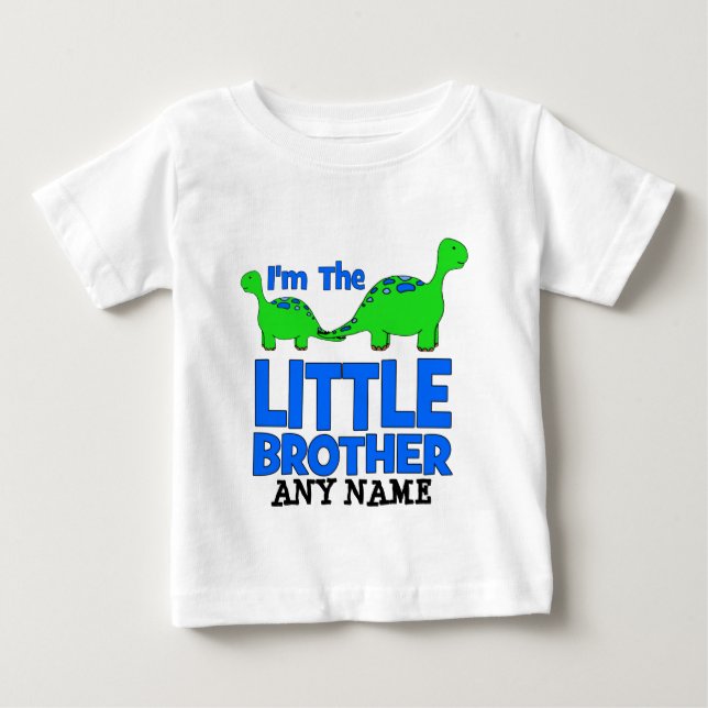 Jag är LITTLE BROTHER! Anpassningsbar Dinosaur Gif Tee Shirt (Framsida)