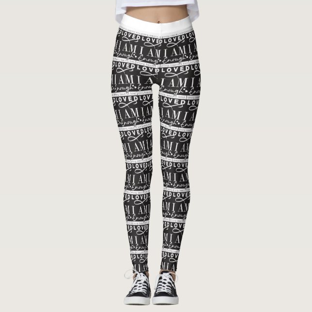 Jag är Loved Black/White Women's Leggings (Framsida)