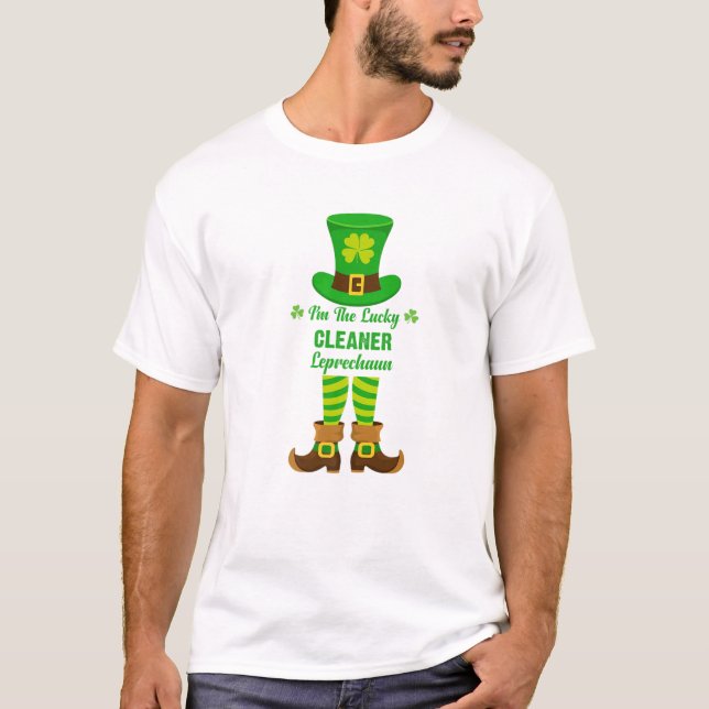 Jag är Lucky Cleaner Leprechaun Funny St. Patrick T Shirt (Framsida)