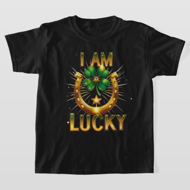 Jag är Lucky - fetstilt symbol T-Shirt Design (Laydown)