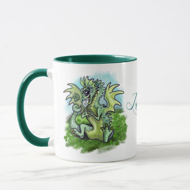 " jag är Lucky" lilla drak shamrock Mugg (Vänster)