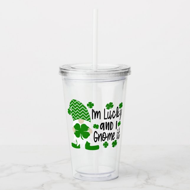 Jag är Lucky och jag blir glad St patrick's day Take Away Mugg (Framsida)