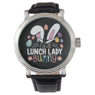 Jag är Lunch Lady Bunny Påsk Matchande Armbandsur