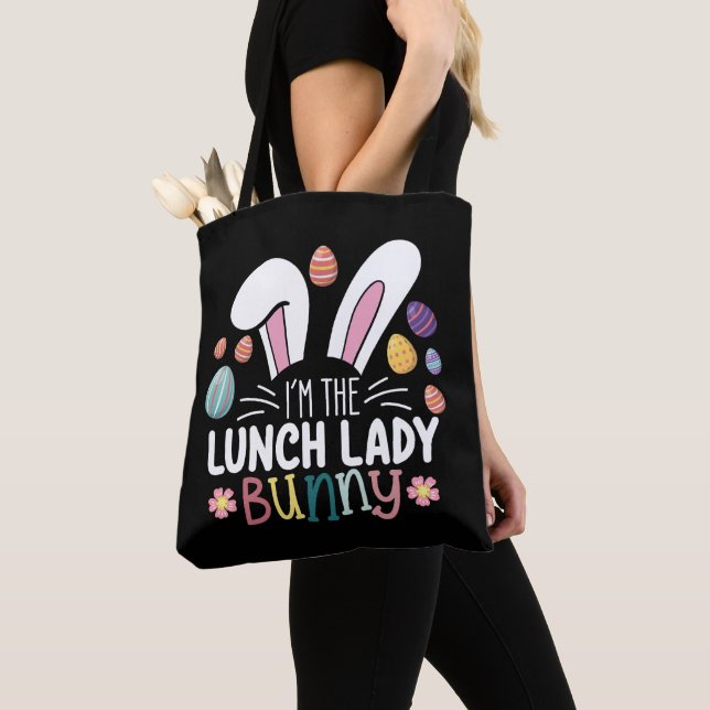 Jag är Lunch Lady Bunny Påsk Matchande Tygkasse (Närbild)