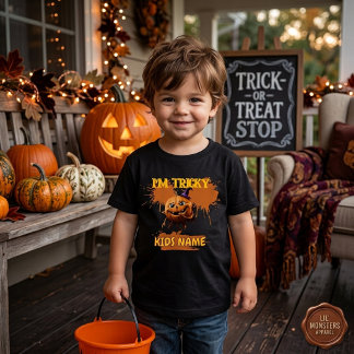 Jag är luriga Halloween-pumpa barn namn skjorta T Shirt