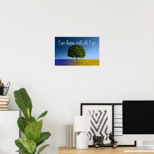 "Jag är lycklig med vem jag är" Motivation-bekräft Poster
