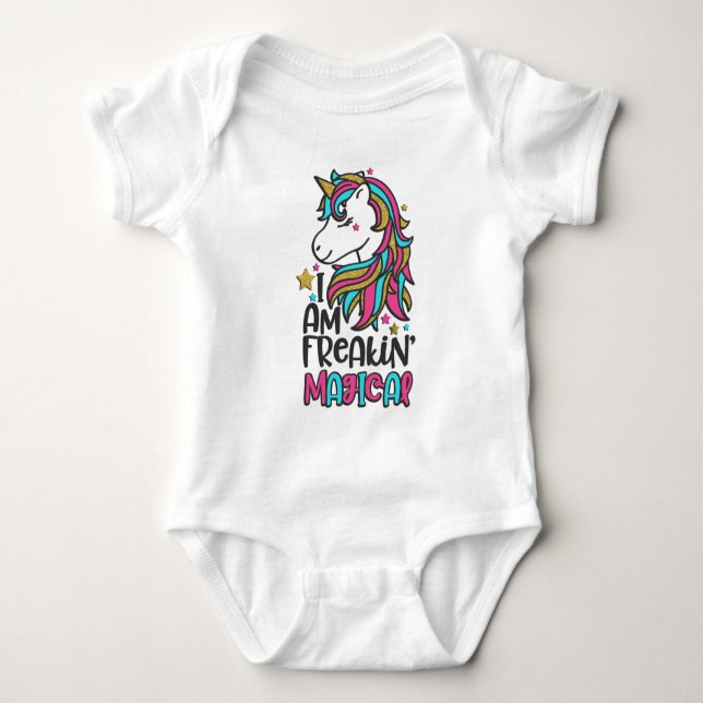 Jag är magiska enhörningar  Baby Bodysuit T Shirt (Framsida)