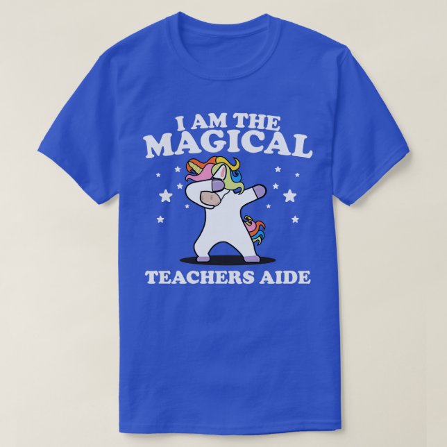 Jag är magiska lärare Aide Dabbing Unicorn T Shirt (Design framsida)