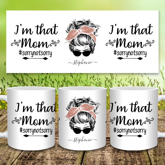 Jag är Mamma Funny Messy Bun Glitter Kaffemugg (I'm That Mom Funny Messy Bun Glitter Coffee Mug)