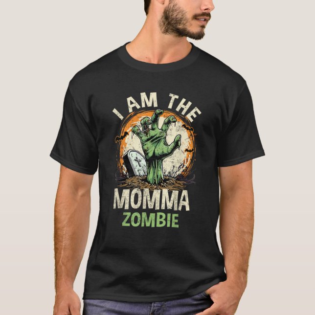 Jag är mamma Zombie Halloween Costume Zombie Fam T Shirt (Framsida)