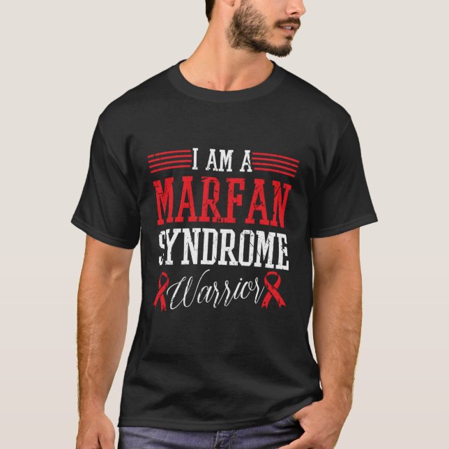 Jag är Marfan Syndrome Warrior Red Ribbon Awarenes T Shirt (Framsida)