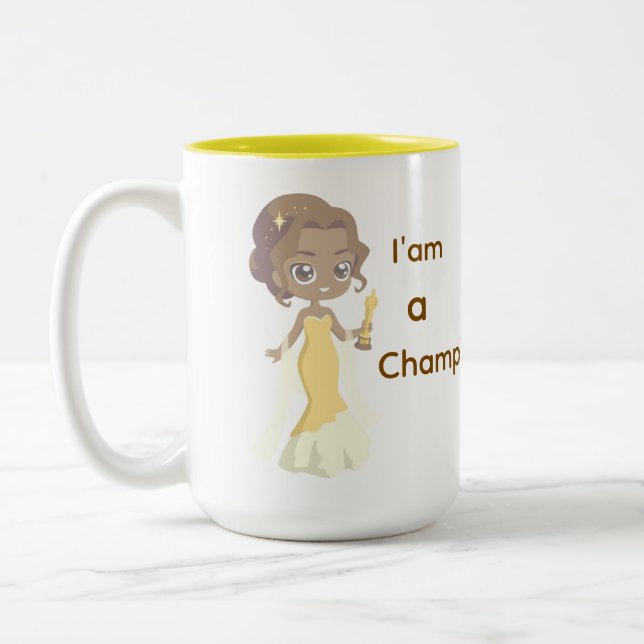 Jag är mästare i Gult Dress Coffee Mugg (Vänster)