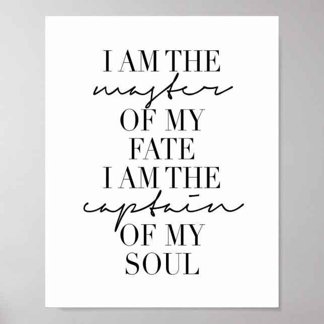 Jag är mästare i mitt öde. Jag är min kapten Poster (Framsidan)