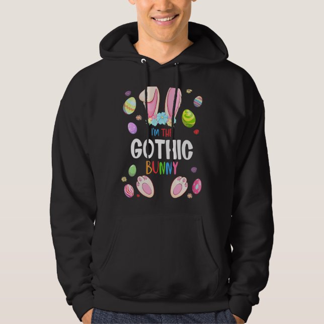 Jag är matchningsfamiljen i Gothic Bunny Påsk Part Hoodie (Framsida)