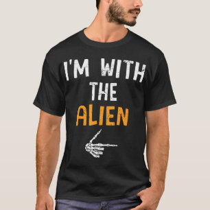 JAG Är Med Alien Kostym Halloween Matchande Coup T Shirt