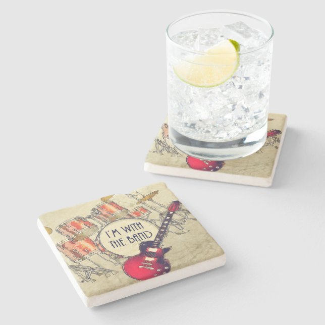 Jag är med Band Stone Coaster Stenunderlägg (Sidan)