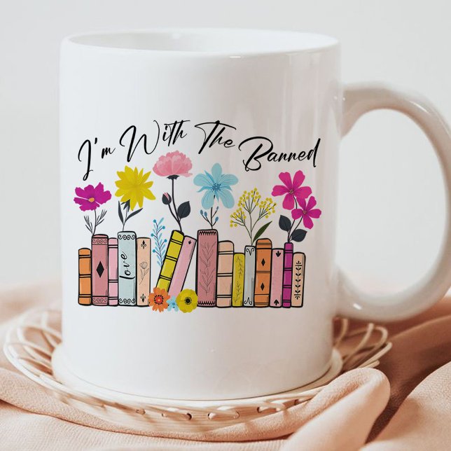 Jag är med Bokar. Kaffemugg (i'm with the banned mug,book lover mug,)