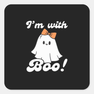 Jag är med Boo Rolig Retro Stil Fyrkantigt Klistermärke