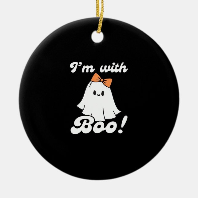 Jag är med Boo Rolig Retro Stil Julgransprydnad Keramik (Framsidan)