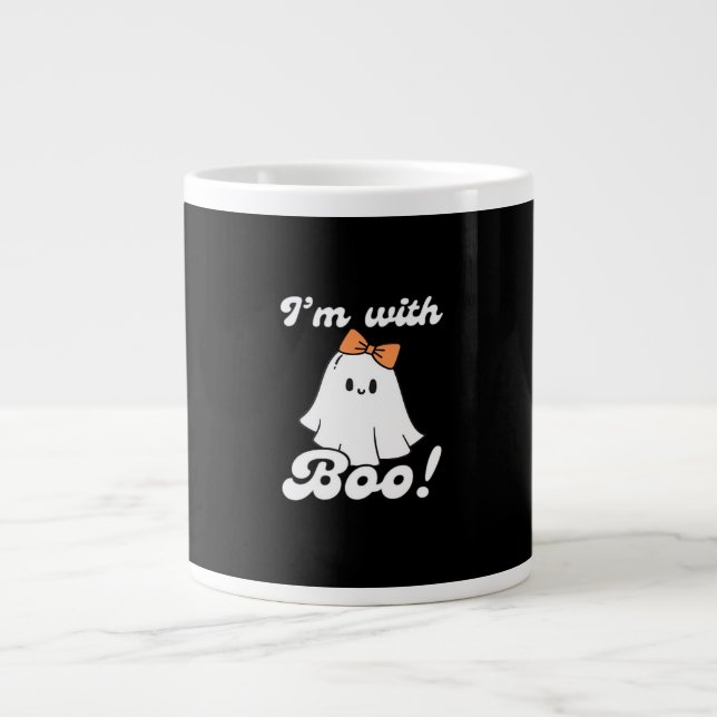 Jag är med Boo Rolig Retro Stil Jumbo Mugg (Framsidan)