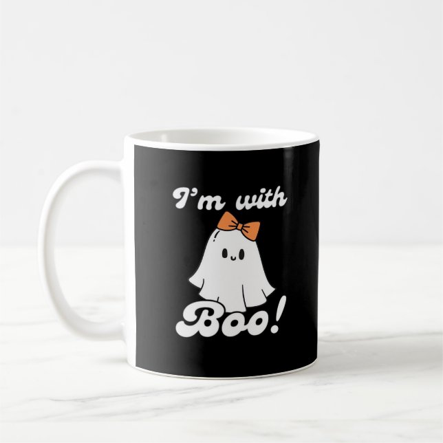 Jag är med Boo Rolig Retro Stil Kaffemugg (Vänster)
