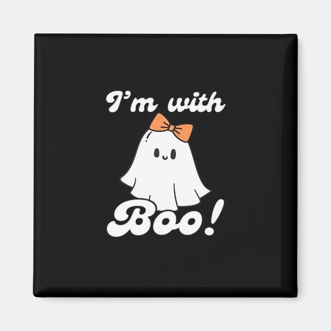 Jag är med Boo Rolig Retro Stil Magnet (Framsidan)