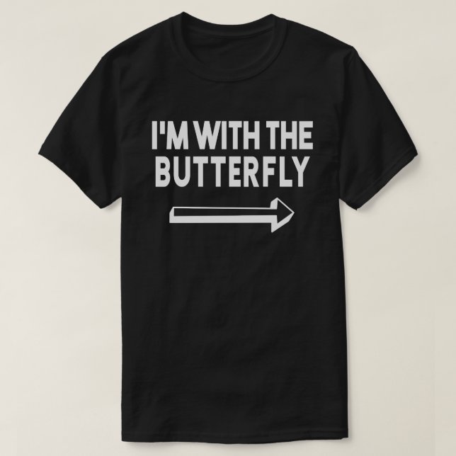 Jag är med Butterfly Easy Halloween Matching Par T Shirt (Design framsida)