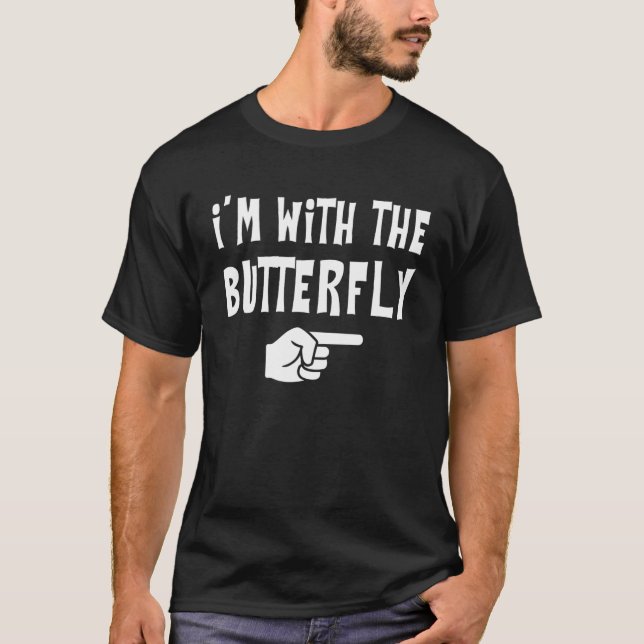 Jag är med Butterfly Halloween Costume Party Par T Shirt (Framsida)