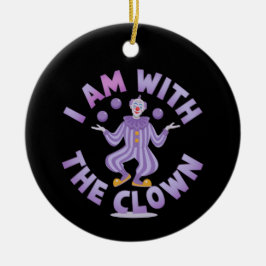 Jag är med Clown Creepy & Funny Halloween Julgransprydnad Keramik