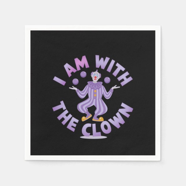 Jag är med Clown Creepy & Funny Halloween Pappersservett (Framsidan)