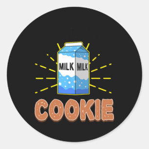 Jag är med Cookie Mjölk Costume Matchi Runt Klistermärke