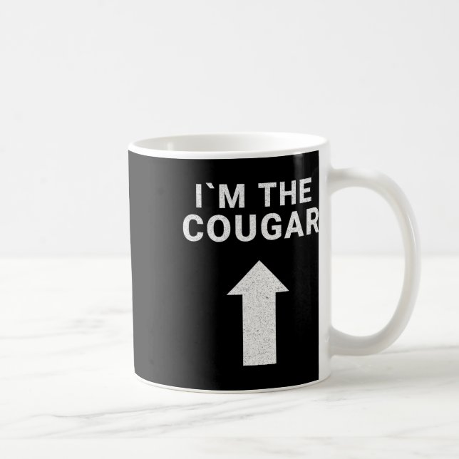 Jag är med Cougar Humor Halloween Birthday Gift Kaffemugg (Höger)